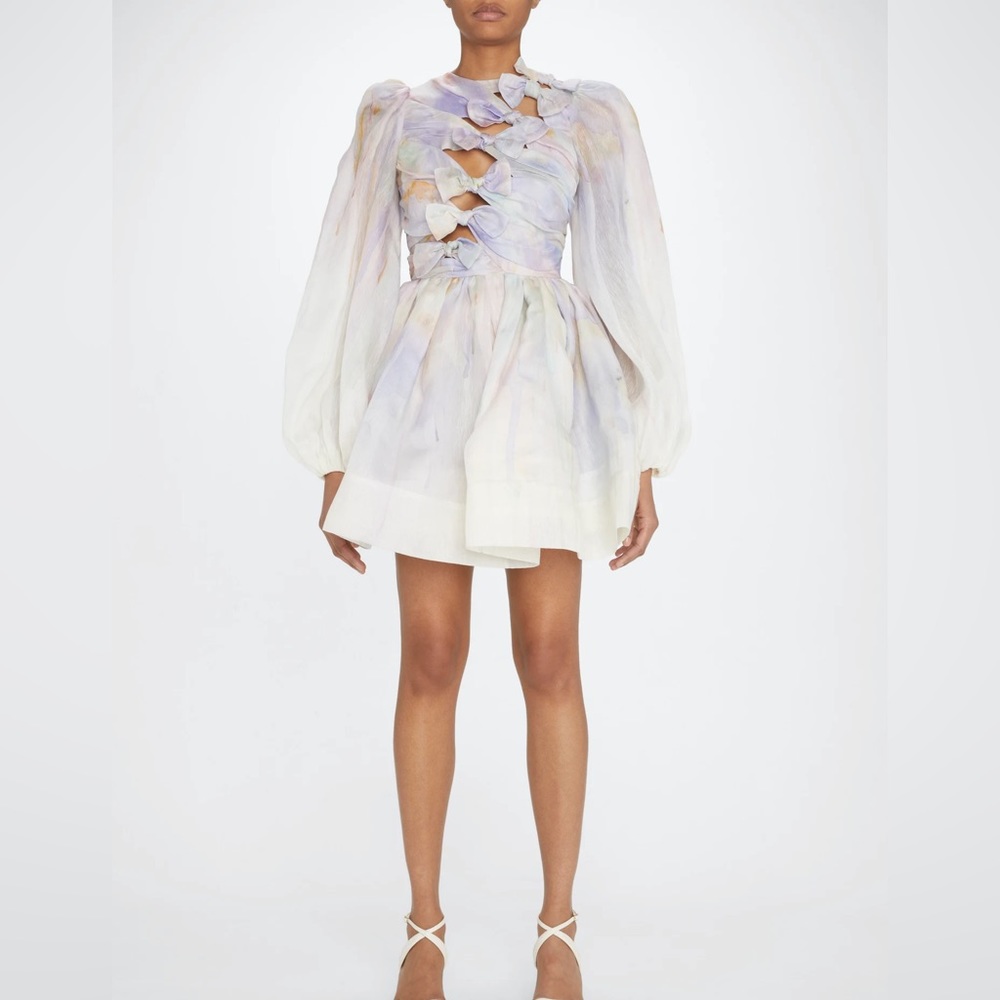zimmermann rhythmic knot mini dress